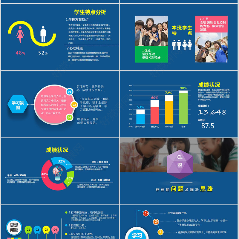 蓝色高三冲刺家长会ppt模板幻灯片