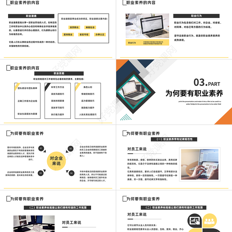 2022员工职业素养培训PPT商务风企业员工职业素养培训课件模板