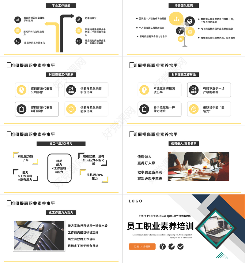 2022员工职业素养培训PPT商务风企业员工职业素养培训课件模板