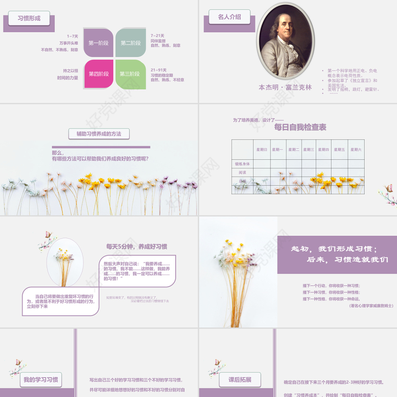 习惯的力量小清新主题班会PPT