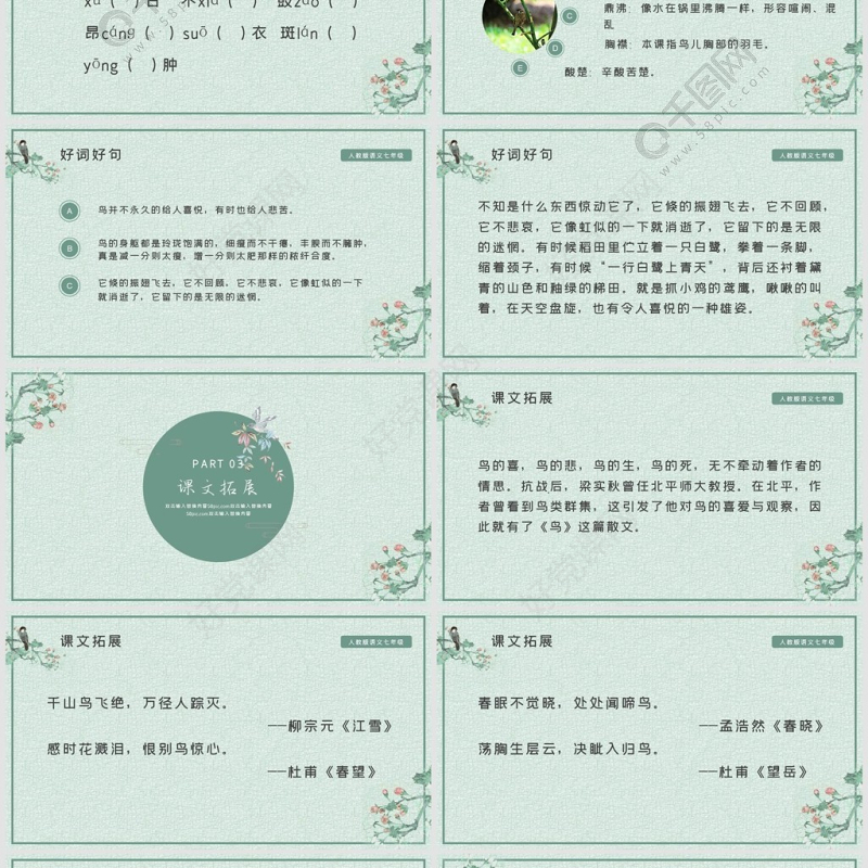 人教版初七年级语文鸟PPT课件