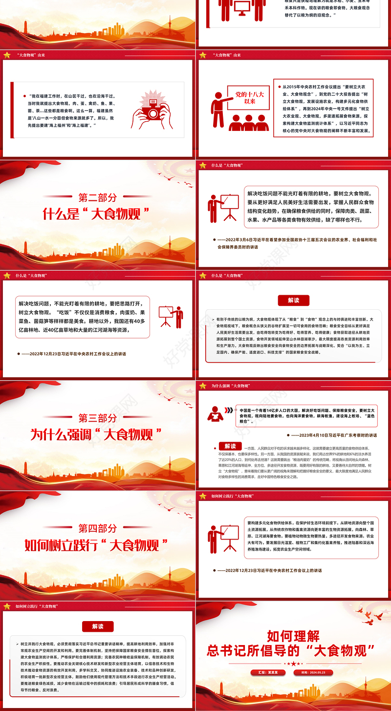 大气党政风关于习近平总书记倡导的“大食物观”PPT下载