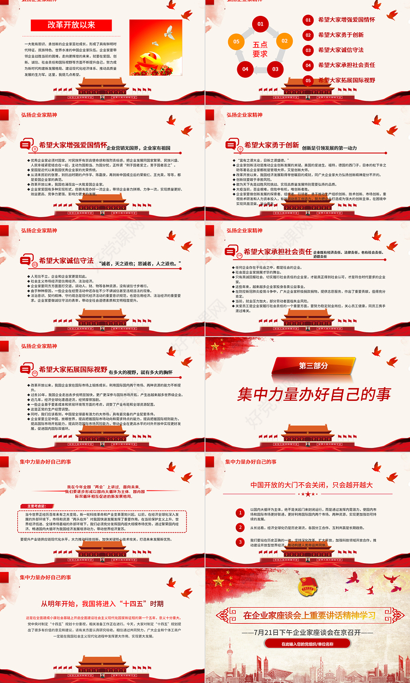 在企业家座谈会上重要讲话精神学习PPT模板