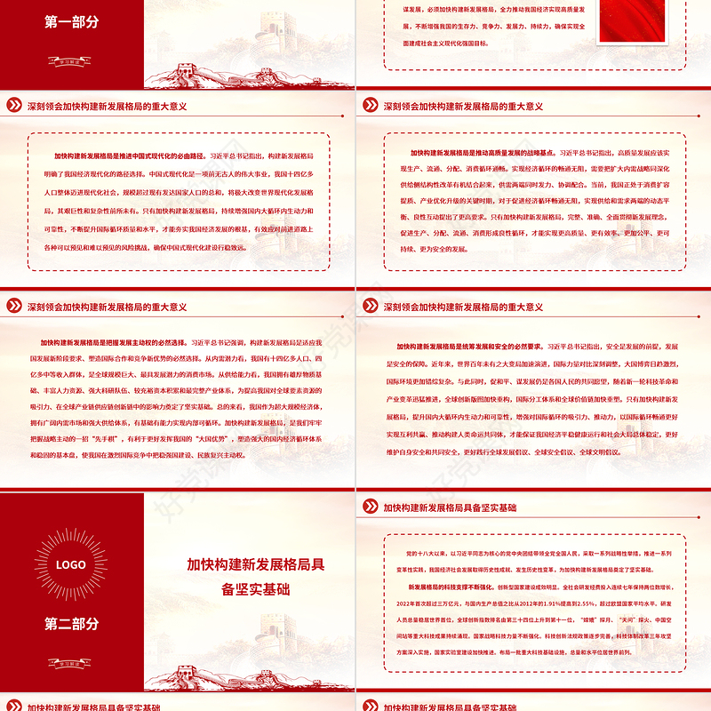 2023全力推动构建新发展格局取得新突破PPT大气精美风党员干部学习教育专题党课课件