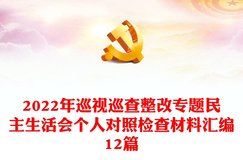 2022年巡视巡查整改专题民主生活会个人对照检查材料汇编12篇