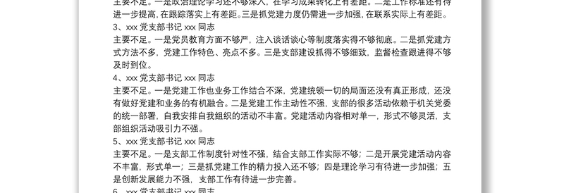 支部书记述职评议会点评及讲话