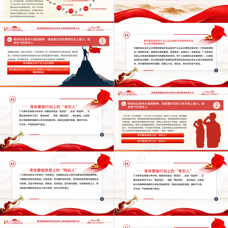 继承和弘扬伟大建党精神PPT2022团课团支部团委大学共青团团员培训专题课件模板