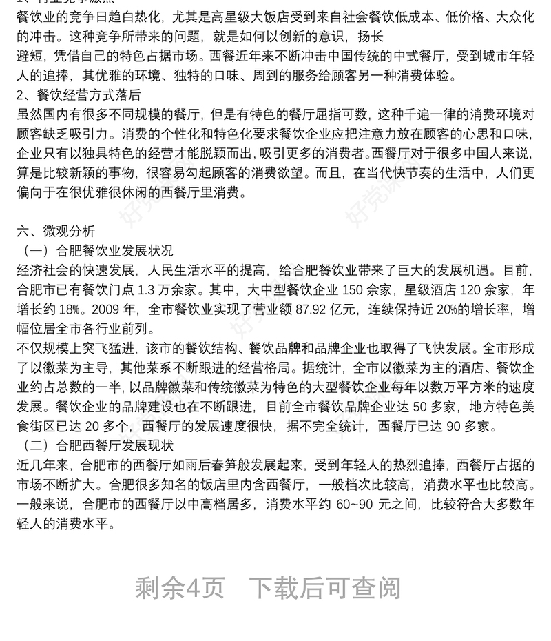 餐饮投资项目可行性分析报告可编辑