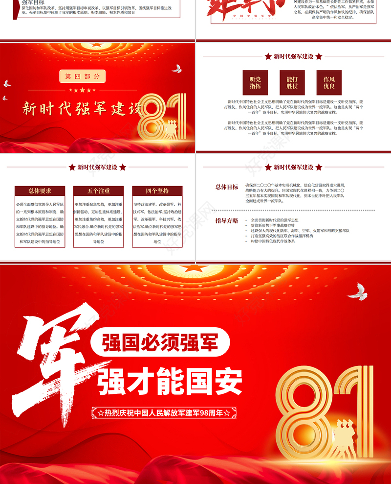 2025强国必须强军军强才能国安PPT八一建军节热烈庆祝建军98周年专题课件