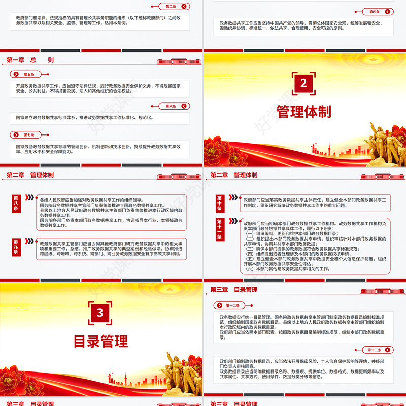 《政务数据共享条例》PPT简洁大气法律法规课件