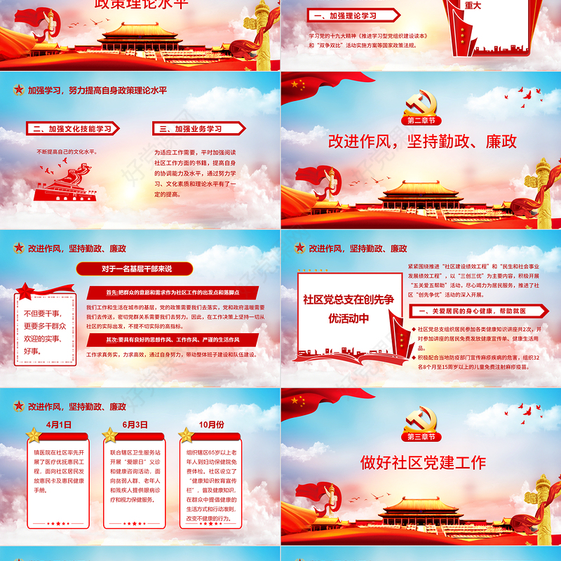 2022社区党支部书记年终党建工作述职报告PPT红色党建风党委党支部书记年终工作总结计划暨述职报告课件