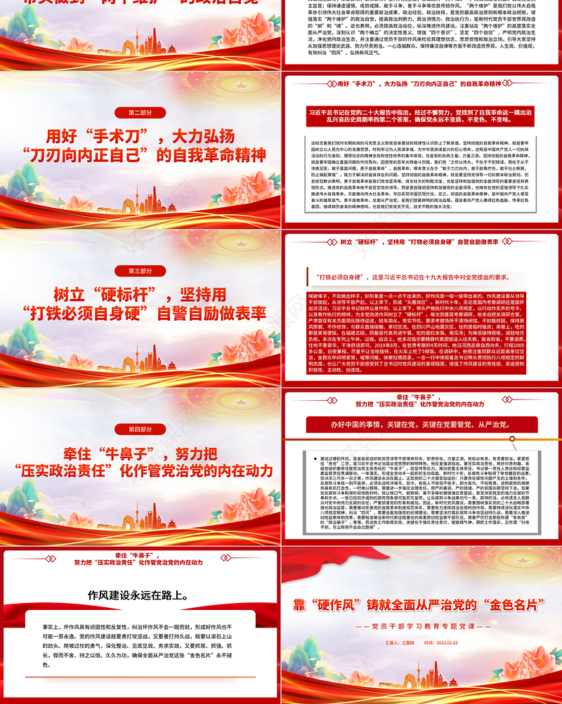 2023靠“硬作风”铸就全面从严治党的“金色名片”PPT大气精美风党员干部学习教育专题党课课件
