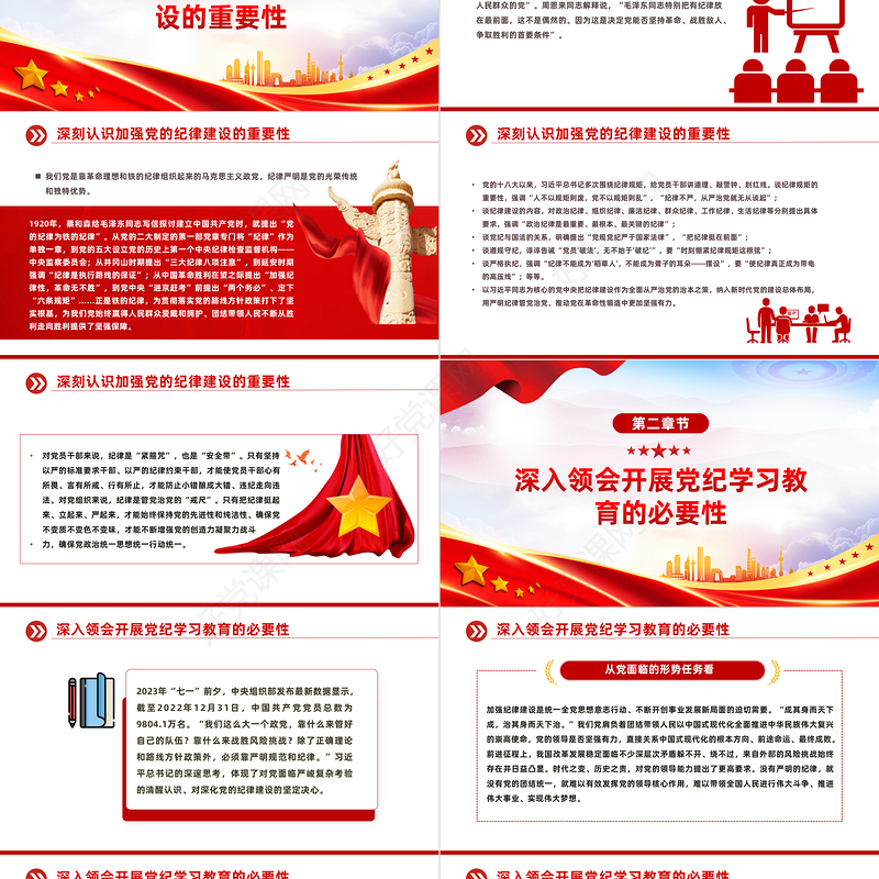 教育引导党员干部学纪知纪明纪守纪PPT全党开展党纪学习教育工作课件模板