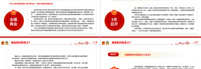 2024年全国两会知识PPT大气简洁关注两会聚焦民生两会知识梳理微党课