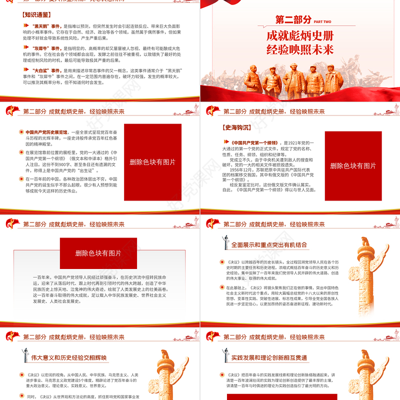 百年大党面对面PPT红色党政风深入学习建党百年之际我们当做出第三个历史决议专题党课课件模板