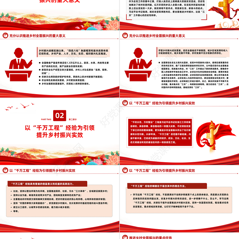 积极推进高效全面的乡村振兴PPT简洁党政风做好新时代乡村振兴战略课件模板