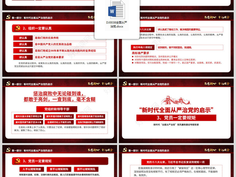 新时代全面从严治党PPT基层党员干部党风廉政建设微党课课件教案