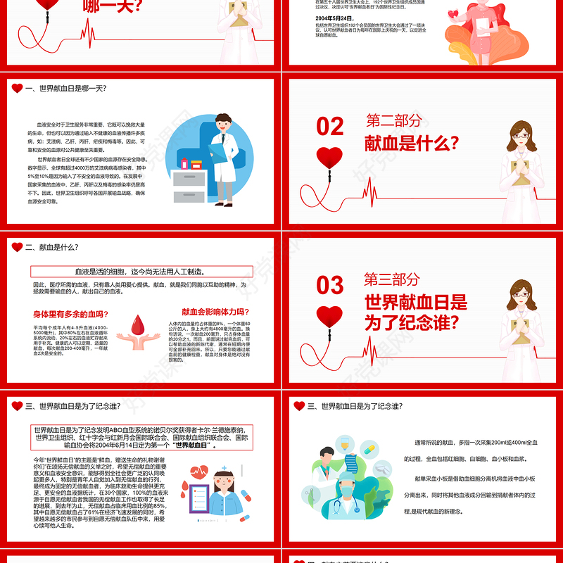 2024年世界献血者日PPT精美实用无偿献血科普宣传活动课件