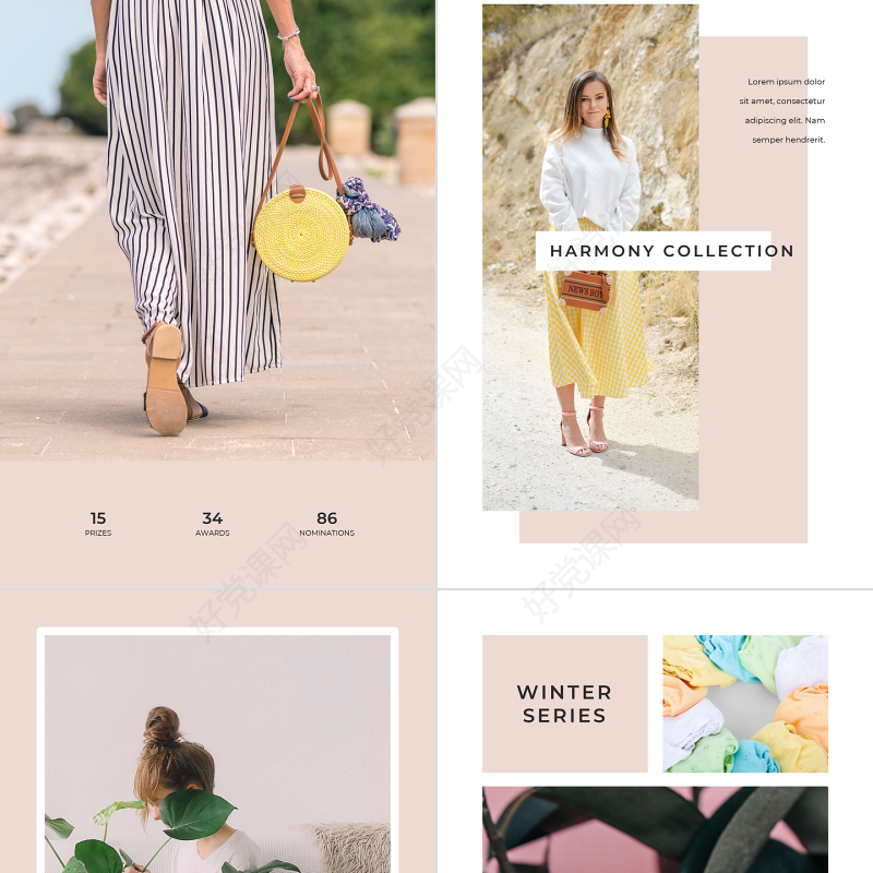 原创A4竖版粉色时装品牌宣传时尚PPT模板