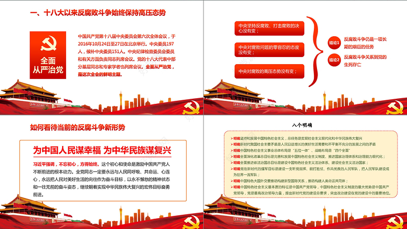 2018红色大气全国两会党政PPT模板