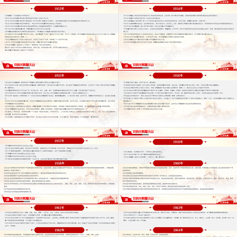 2021党的光辉耀天山PPT风展红旗党在新疆100年大事记致敬建党百年党课课件