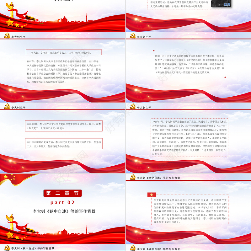 2021革命先驱李大钊PPT狱中自述尽显初心精神建党100周年革命人物介绍党课课件