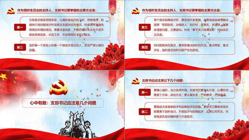 完整版配演讲稿党支部书记如何主持召开组织生活会PPT模板