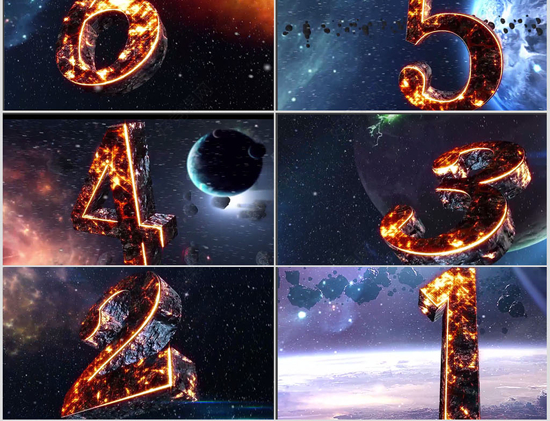 3D震撼10秒倒计企业年会片头PPT模板