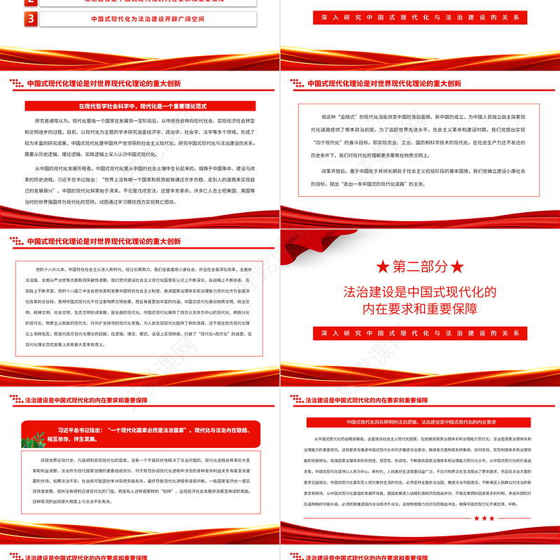 2023深入研究中国式现代化与法治建设的关系PPT大气精美风党员干部学习教育专题党课课件