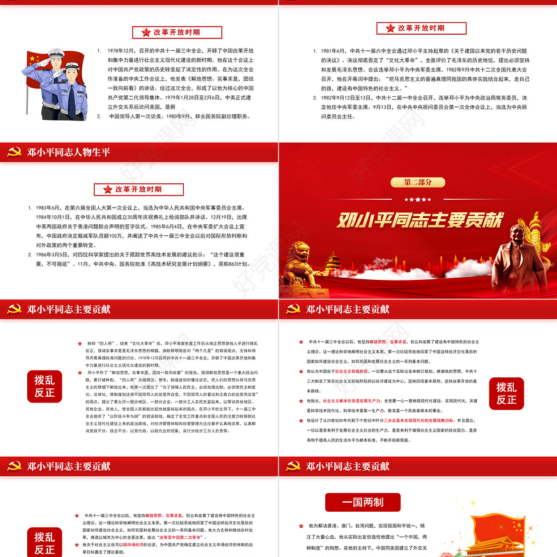 2021热烈庆祝邓小平诞辰117周年纪念红色中国风PPT 模板