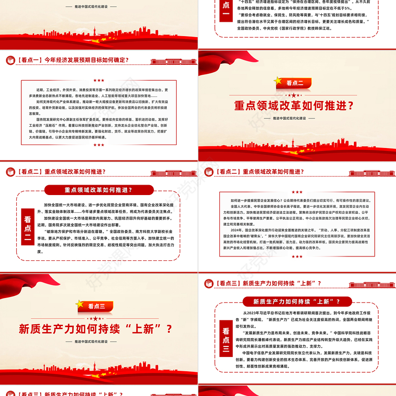 创意精美2024推进中国式现代化建设之全国两会看点PPT下载