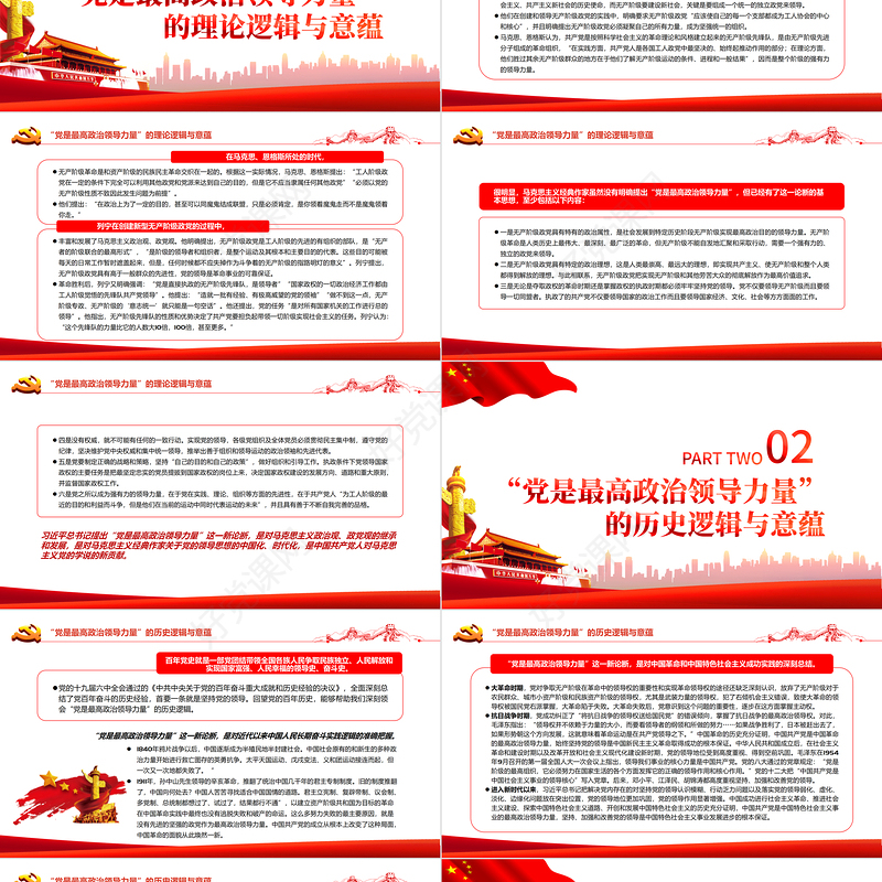 “党是最高政治领导力量”的逻辑与意蕴PPT党政风党员干部学习教育专题党课
