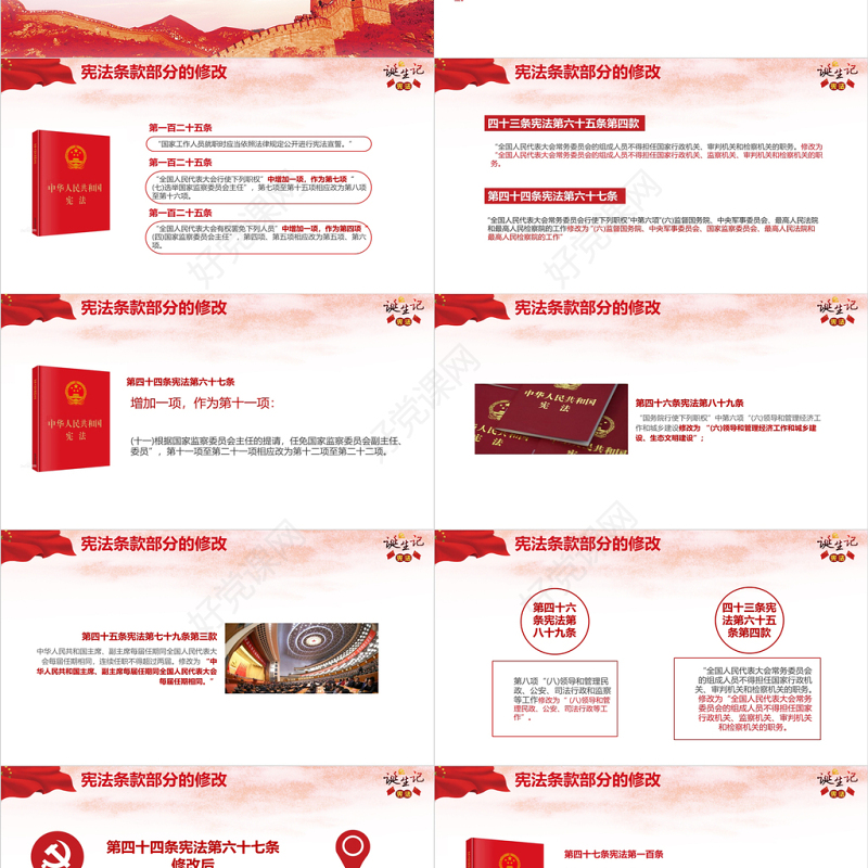 新宪法修改宪法诞生记党建PPT