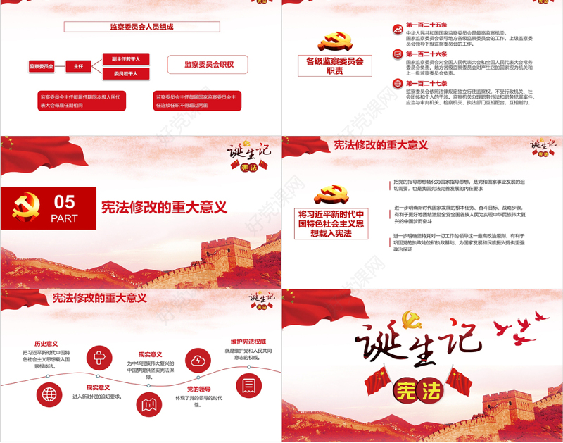 新宪法修改宪法诞生记党建PPT