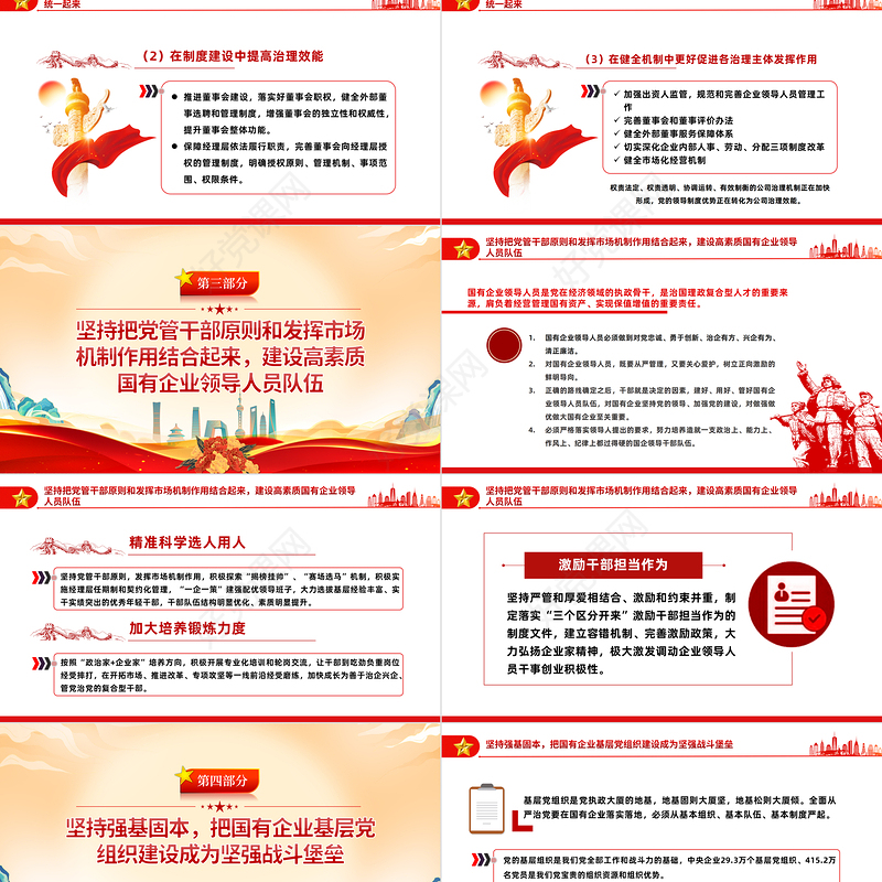 2023坚持党的领导加强党的建设国有企业的根和魂PPT大气党建风党员干部学习教育专题党课党建课件模板