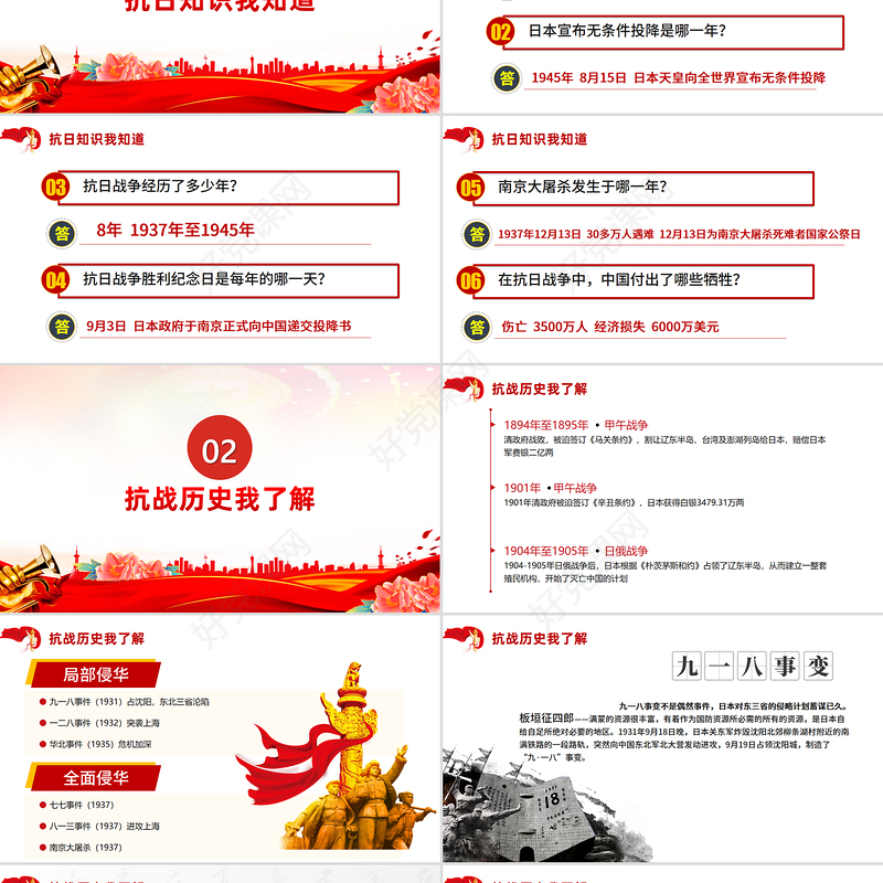 2025庆祝抗日战争胜利80周年纪念反法西斯战争胜利专题党课PPT课件下载