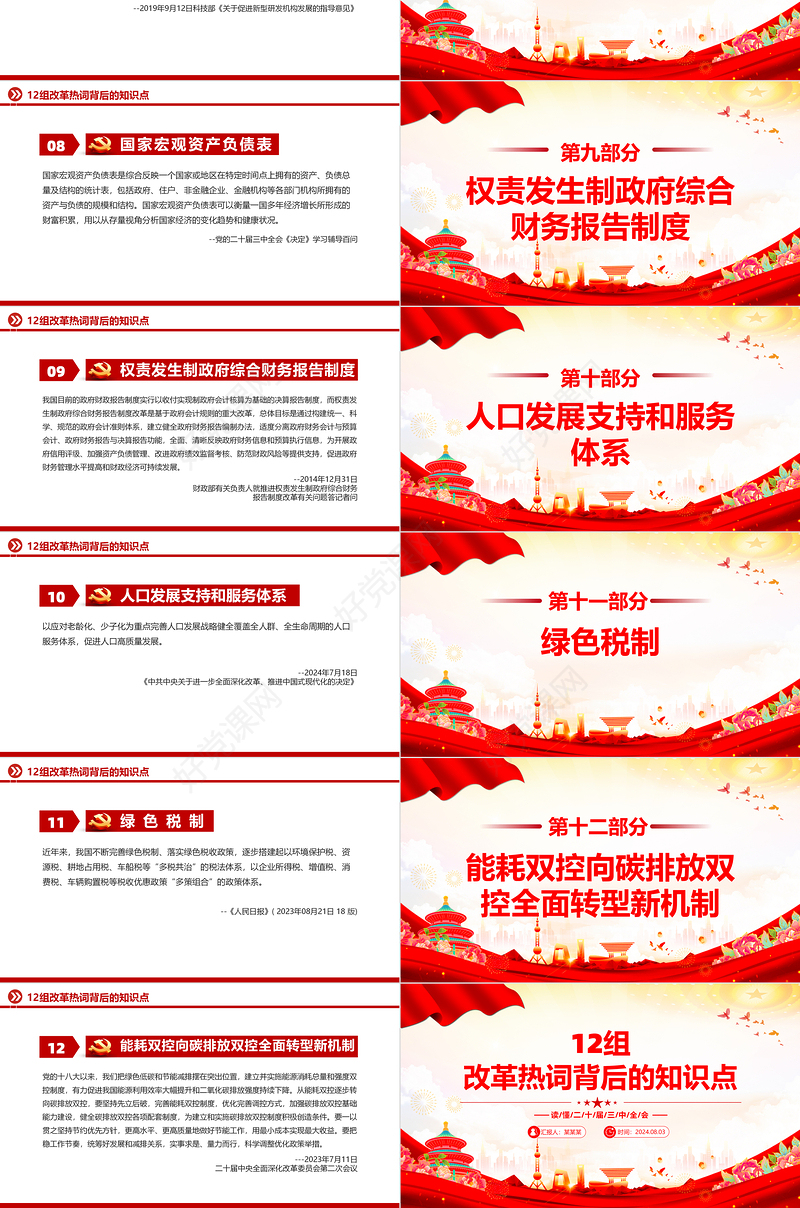 二十届三中全会PPT红色大气12组改革热词背后的知识点党课