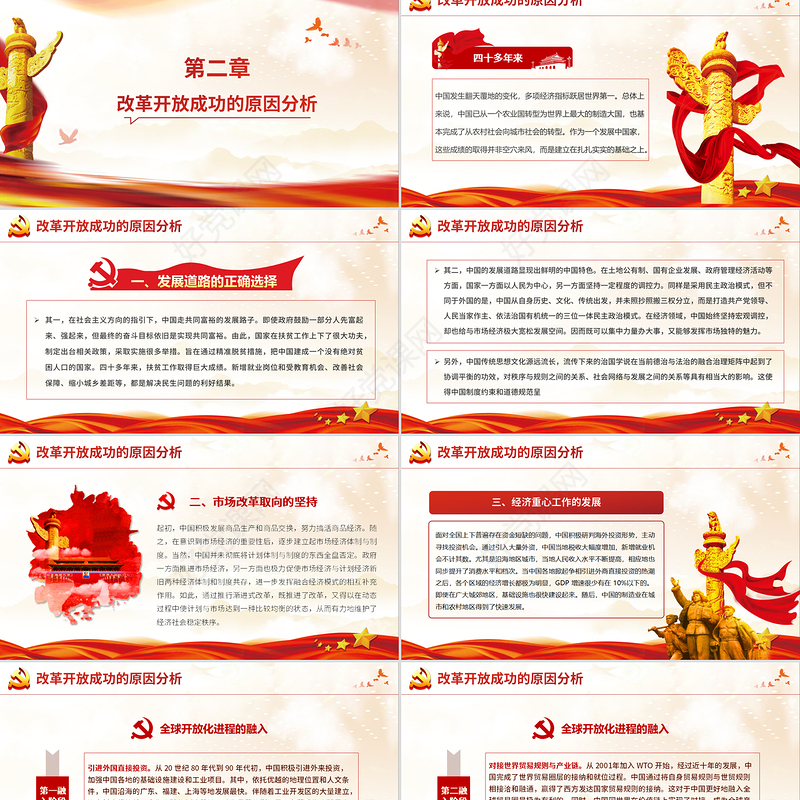 2020四史学习教育之改革开放史红色党政党建专题党课ppt模板