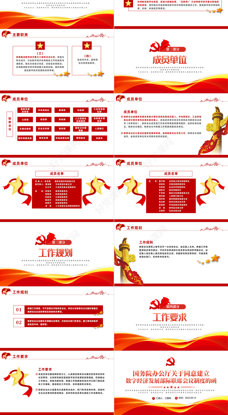 党政风关于统一建立数字经济发展部级联席会议制度的函PPT专题党课课件模板