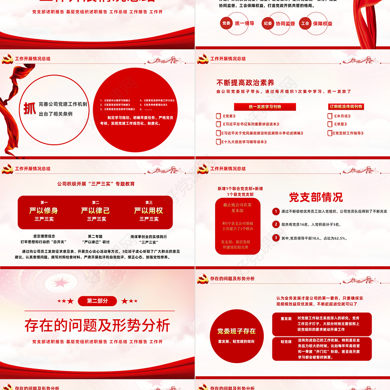 2022年中基层党建党政工作总结汇报PPT红色精品党政机关党建年中工作总结汇报专题党课课件