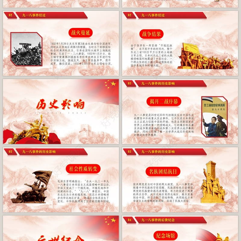 纪念九一八勿忘国耻主题PPT模板