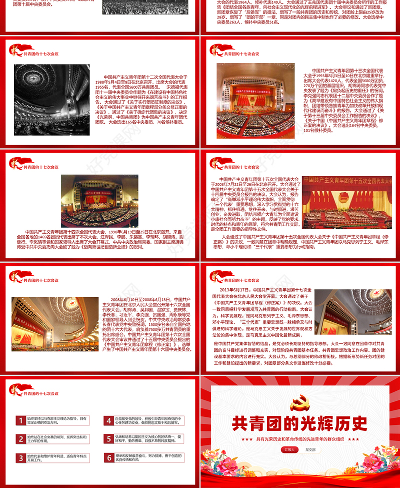 精美风2025五四青年节共青团的光辉历史基础知识历史事件团史学习PPT课件