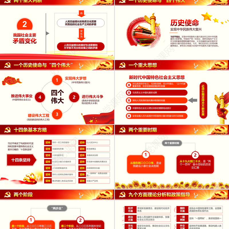 十九大报告ppt模板学习贯彻19大精神