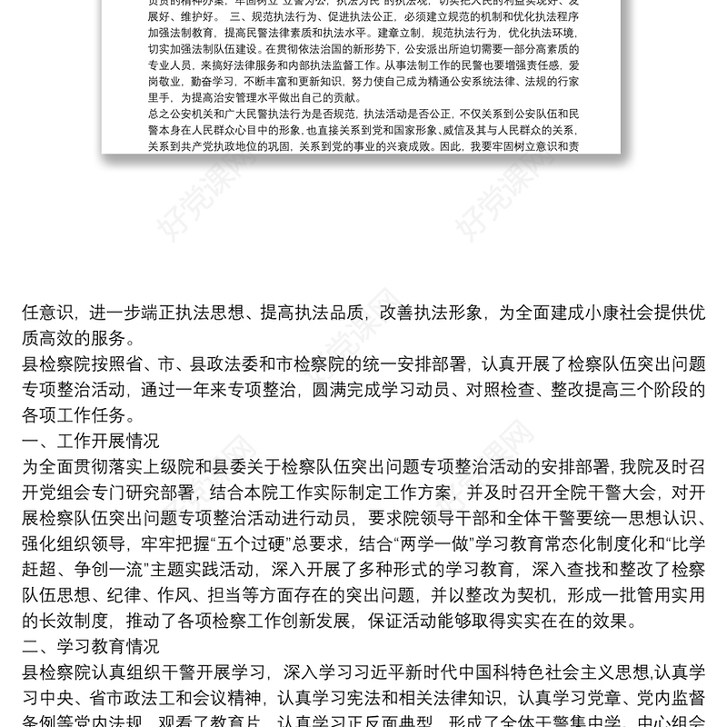 队伍管理和执法问题专项整治行动心得体会