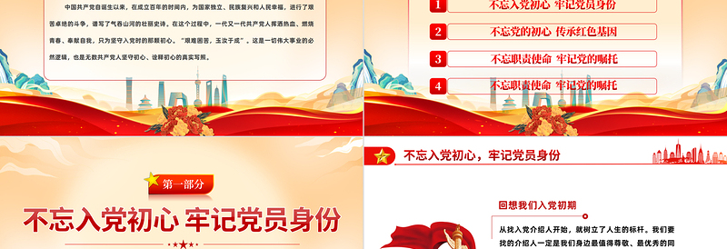 2022从党史中读懂共产党人的初心PPT党政党建风党支部党员干部党史学习教育专题党建党课课件模板下载