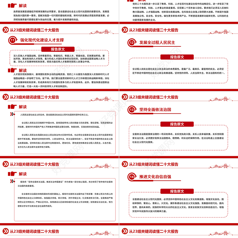 2022从23组关键词读懂二十大报告PPT红色精美20大报告中的关键词学习解读微党课课件