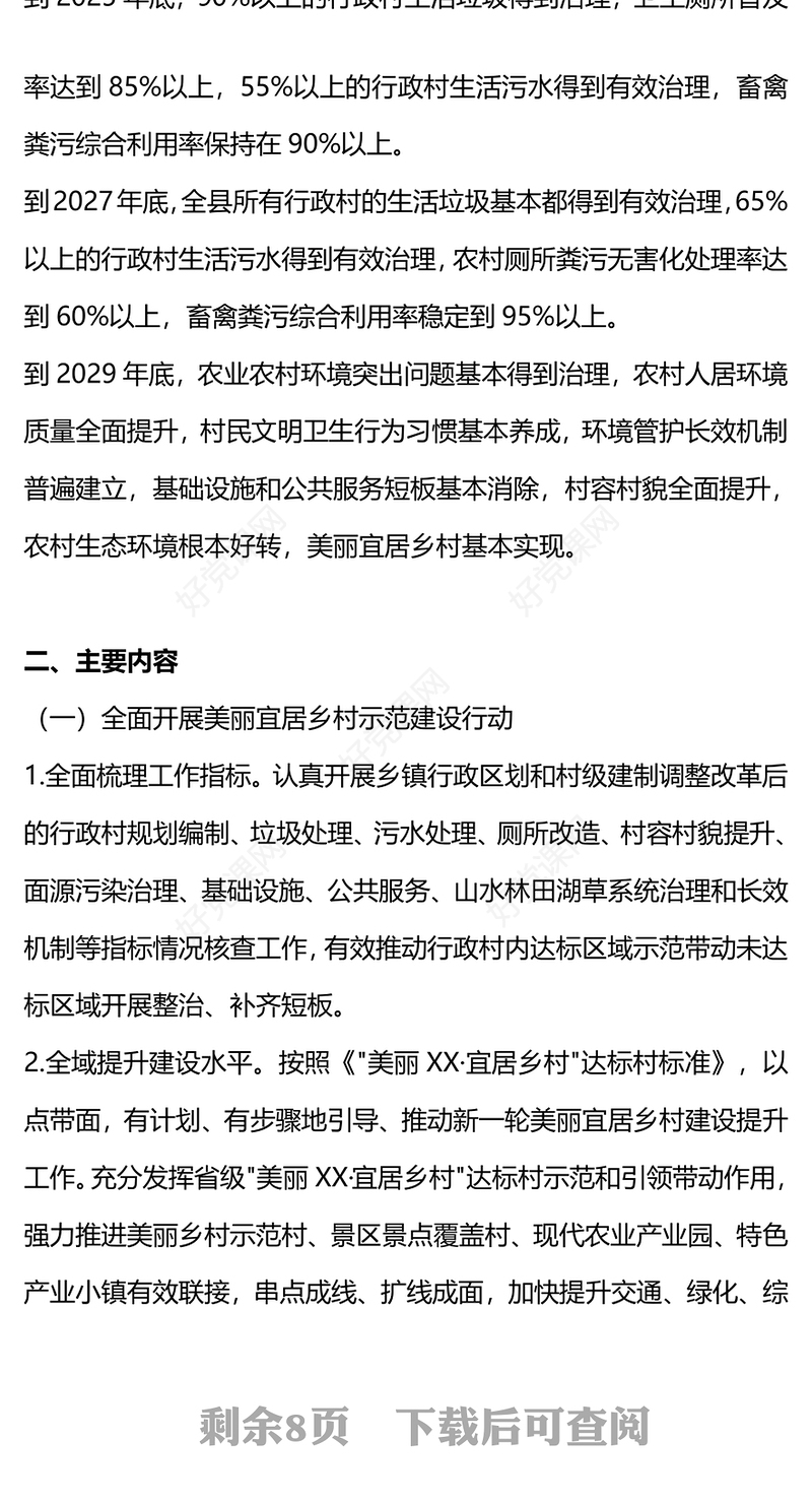 2024美丽宜居乡村建设工作方案PPT农村生态文明建设和人居环境整治课件(讲稿)