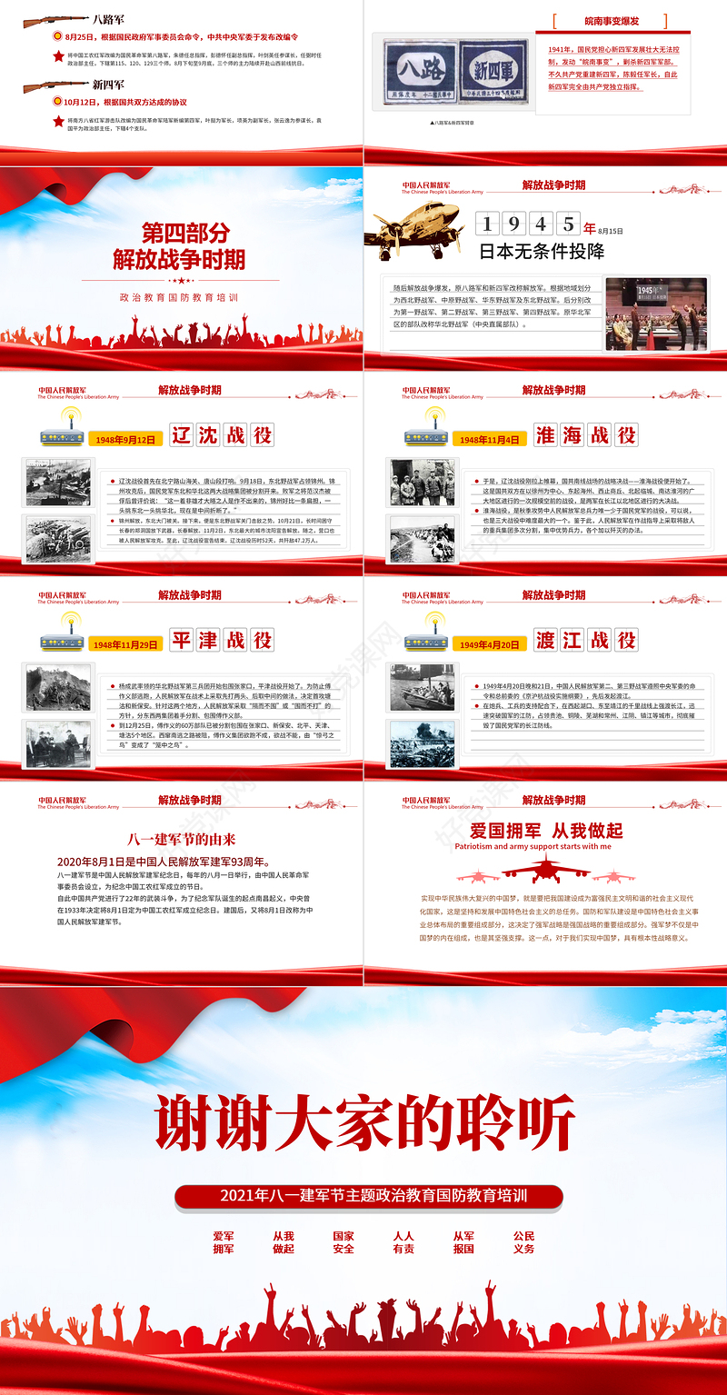 2021中国人民解放军发展简史PPT八一建军节主题政治教育国防教育培训专题党课课件