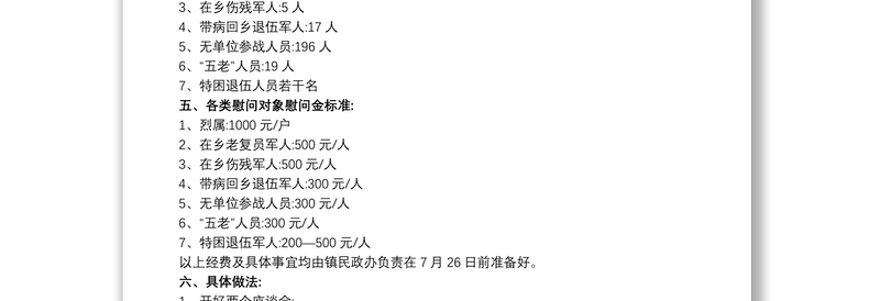 八一建军节走访慰问活动实施方案精选模板