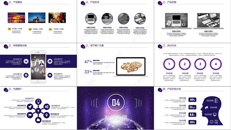 蓝紫色大气商务风企业融资招商项目商业计划书创业计划书PPT模板